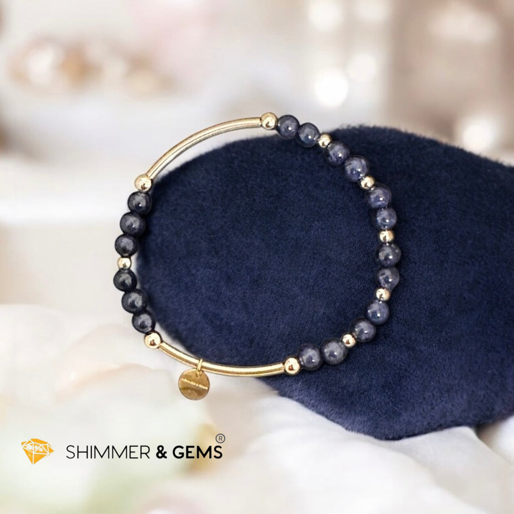 Blue Sapphire AAAAA 4mm Bangle (14k gold-filled with Shimmer & Gems charm)