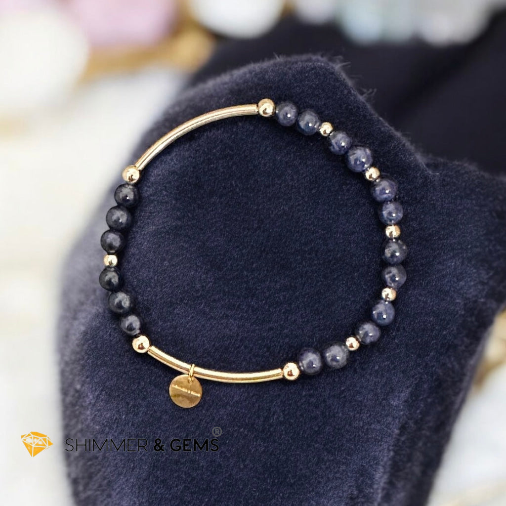 Blue Sapphire AAAAA 4mm Bangle (14k gold-filled with Shimmer & Gems charm)