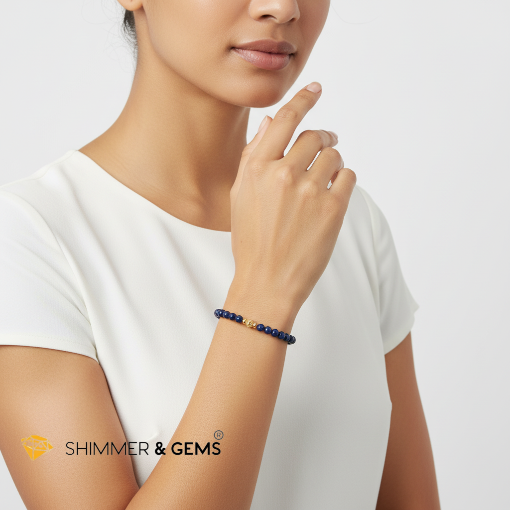 Blue Sapphire (Natural) 4mm Bracelet with 14k gold filled (Premium)