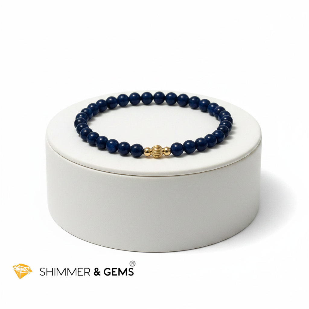 Blue Sapphire (Natural) 4mm Bracelet with 14k gold filled (Premium)