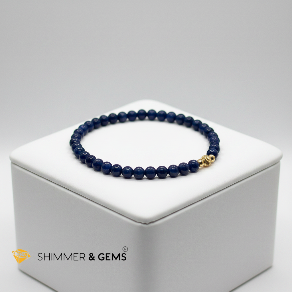 Blue Sapphire (Natural) 4mm Bracelet with 14k gold filled (Premium)