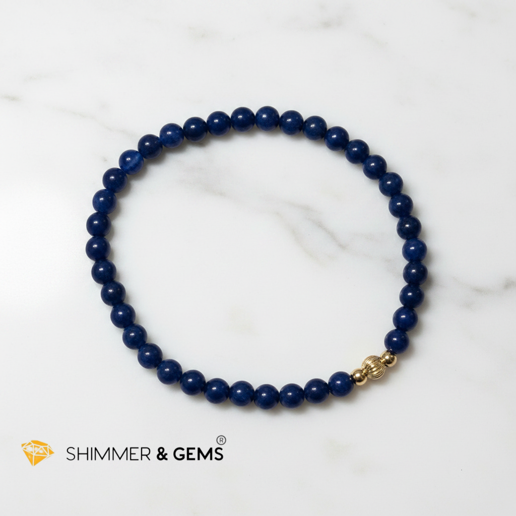 Blue Sapphire (Natural) 4mm Bracelet with 14k gold filled (Premium)
