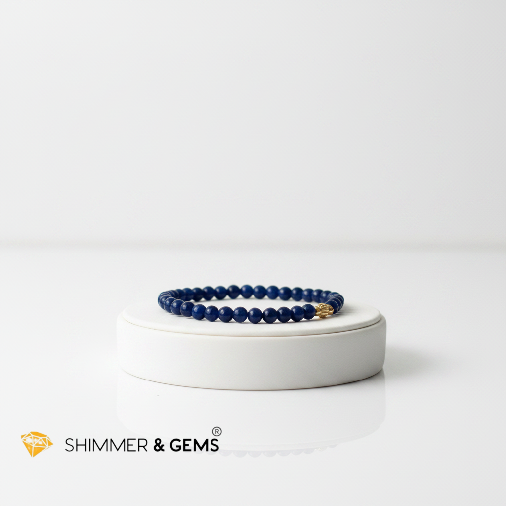 Blue Sapphire (Natural) 4mm Bracelet with 14k gold filled (Premium)