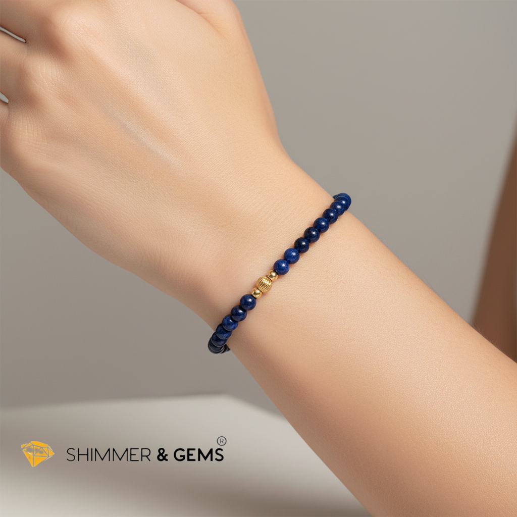Blue Sapphire (Natural) 4mm Bracelet with 14k gold filled (Premium)