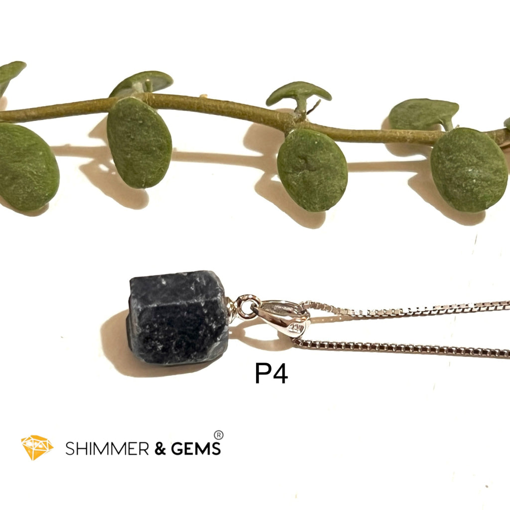 Blue Sapphire Raw Pendant (Fame & Wealth) 925 Silver (Aa Grade) 12.5 Carats Photo 4 Charms Pendants