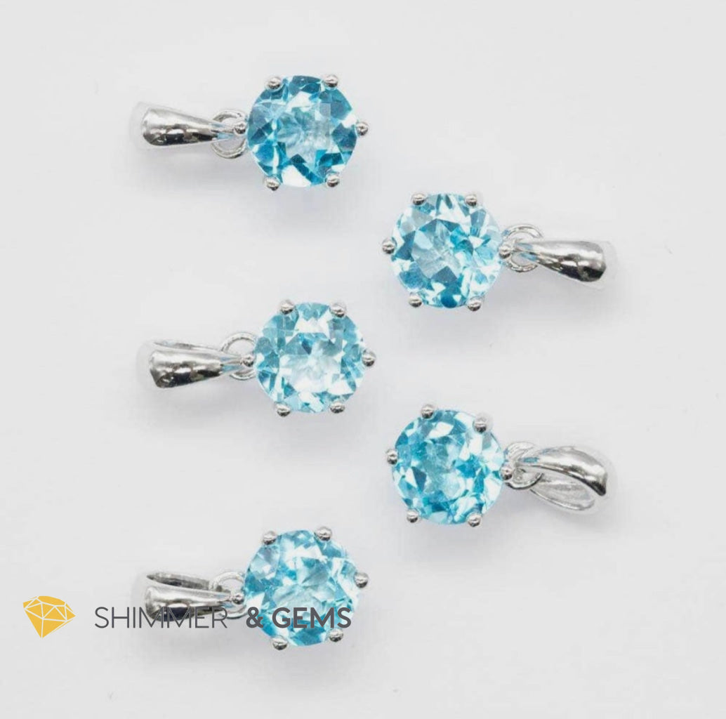 Blue Topaz Blooming Flower 6Mm Pendant (Calm & Communication) Aaa Grade Only (Per Piece) Charms