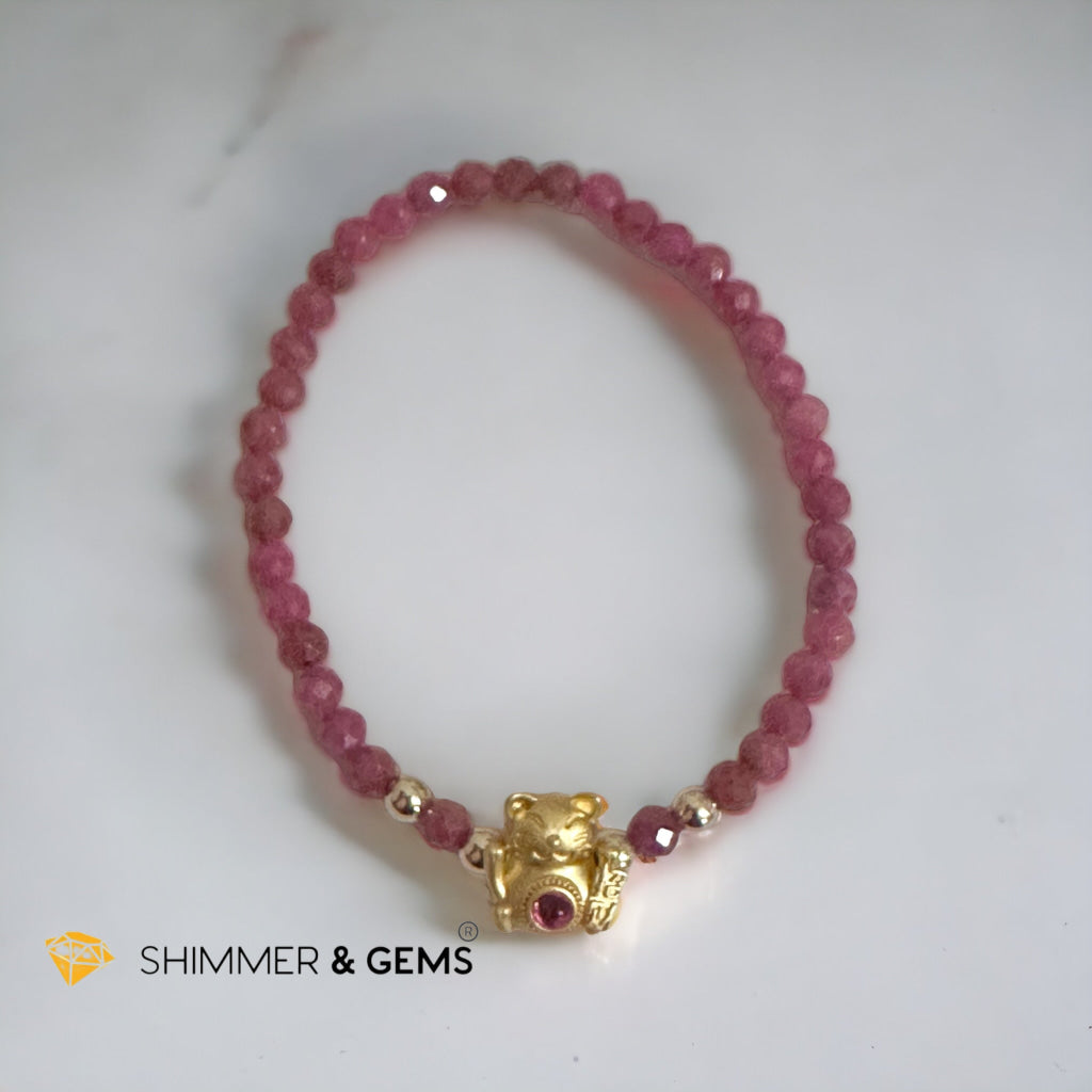Brazil Rhodonite 4mm with Lucky Cat Bracelet
