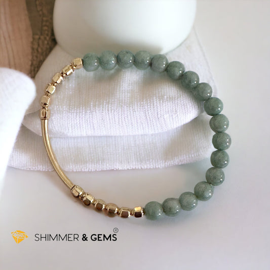 Burma Jade 14k Gold Filled Bangle (Modern Design By Audrey)