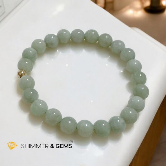 Burma Jade 8mm AAA Grade Bracelet with 14k gold-filled bead, Premium