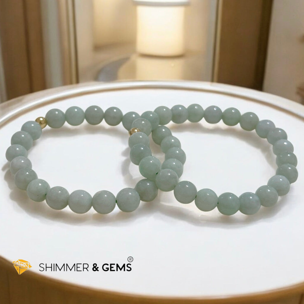 Burma Jade 8mm AAA Grade Bracelet with 14k gold-filled bead, Premium