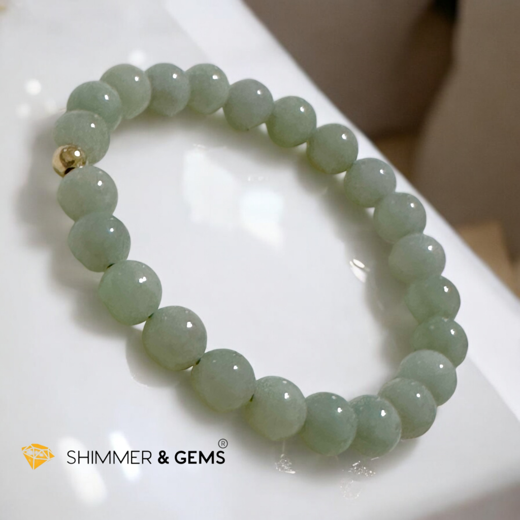 Burma Jade 8mm AAA Grade Bracelet with 14k gold-filled bead, Premium