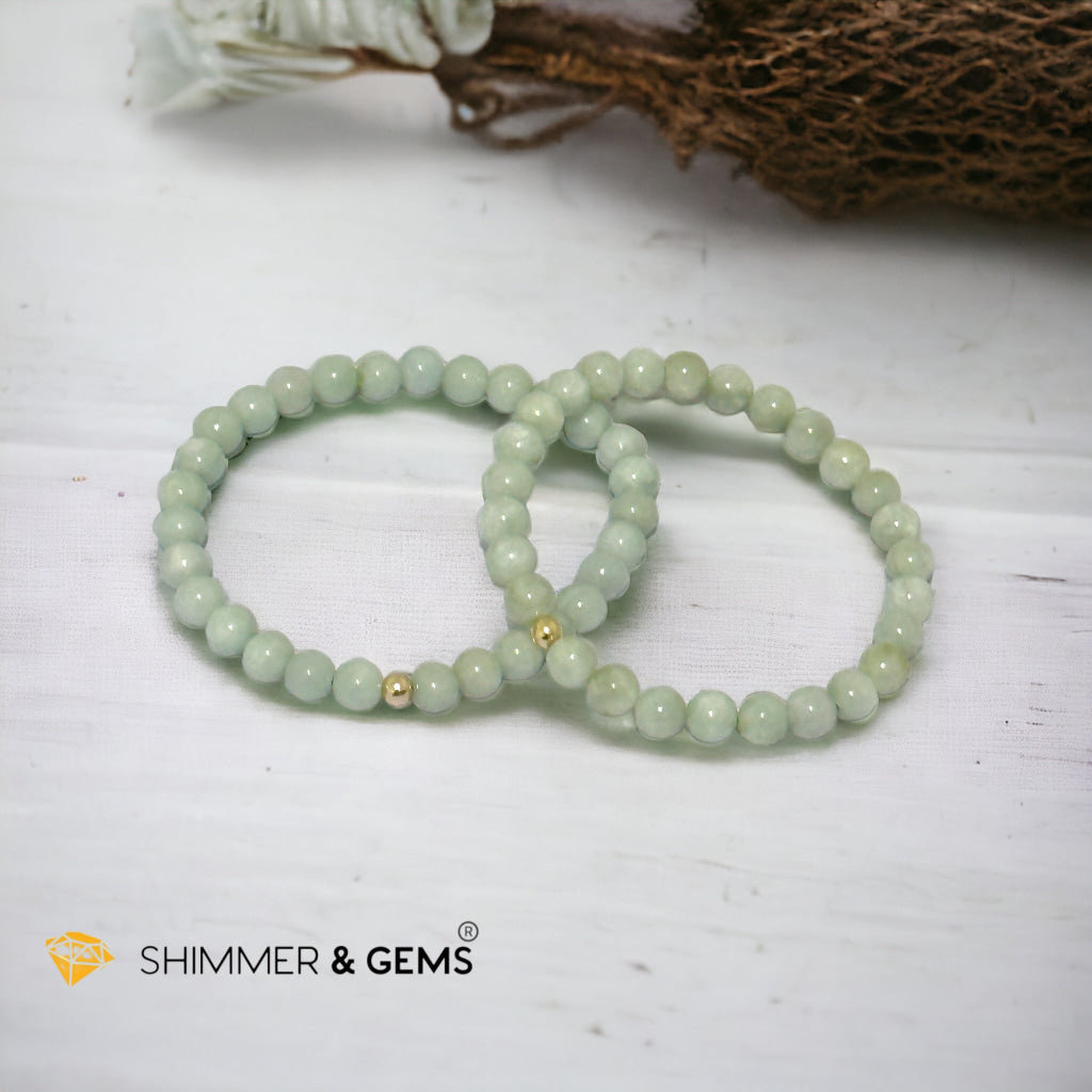 Burma Jade (AA Grade) 6mm Bracelet with 14k gold filled bead