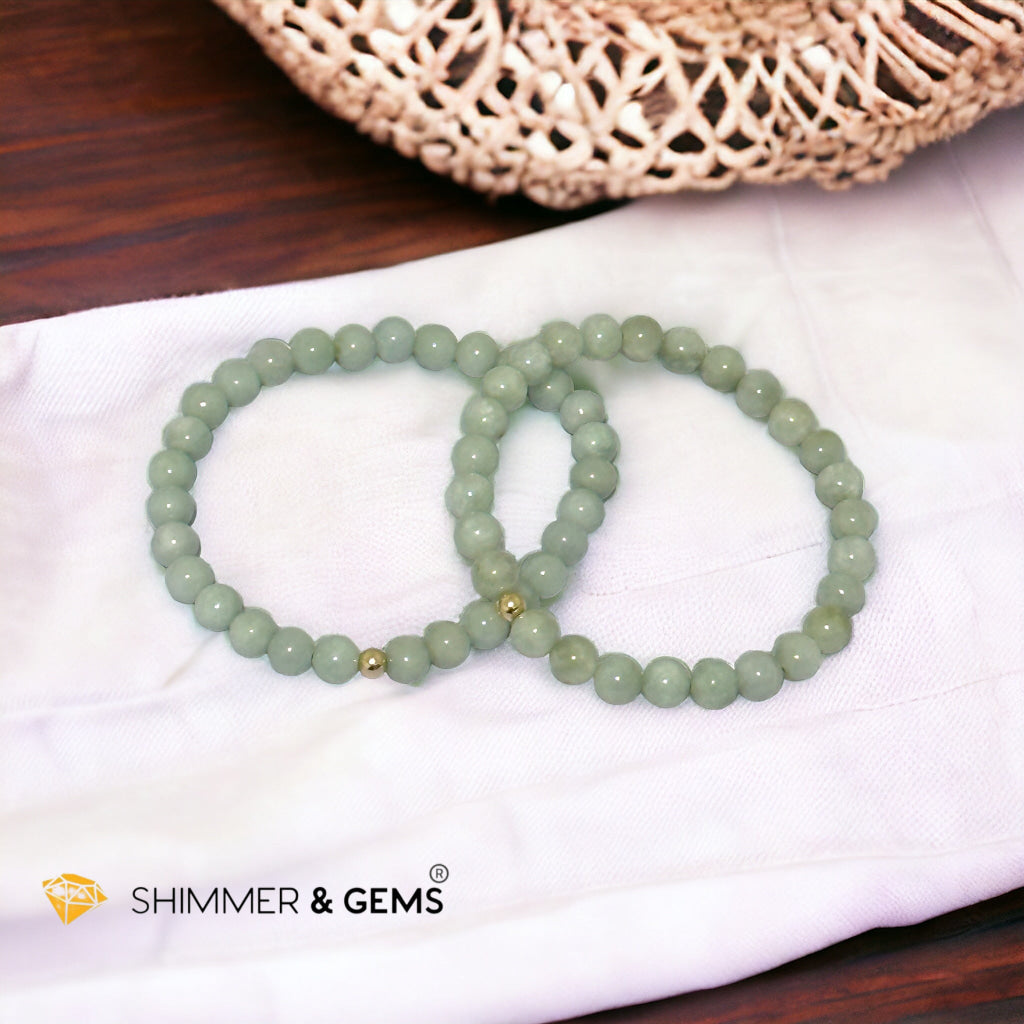 Burma Jade (AA Grade) 6mm Bracelet with 14k gold filled bead