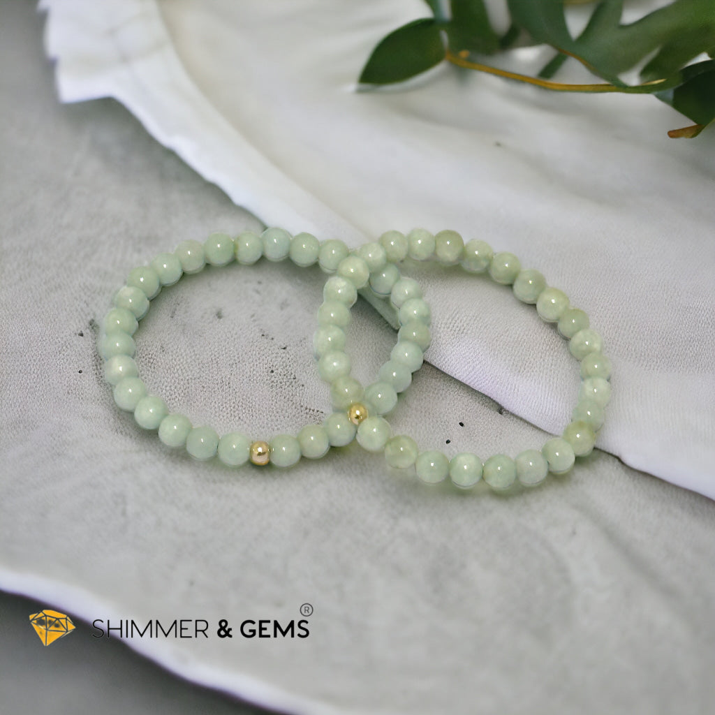 Burma Jade (AA Grade) 6mm Bracelet with 14k gold filled bead