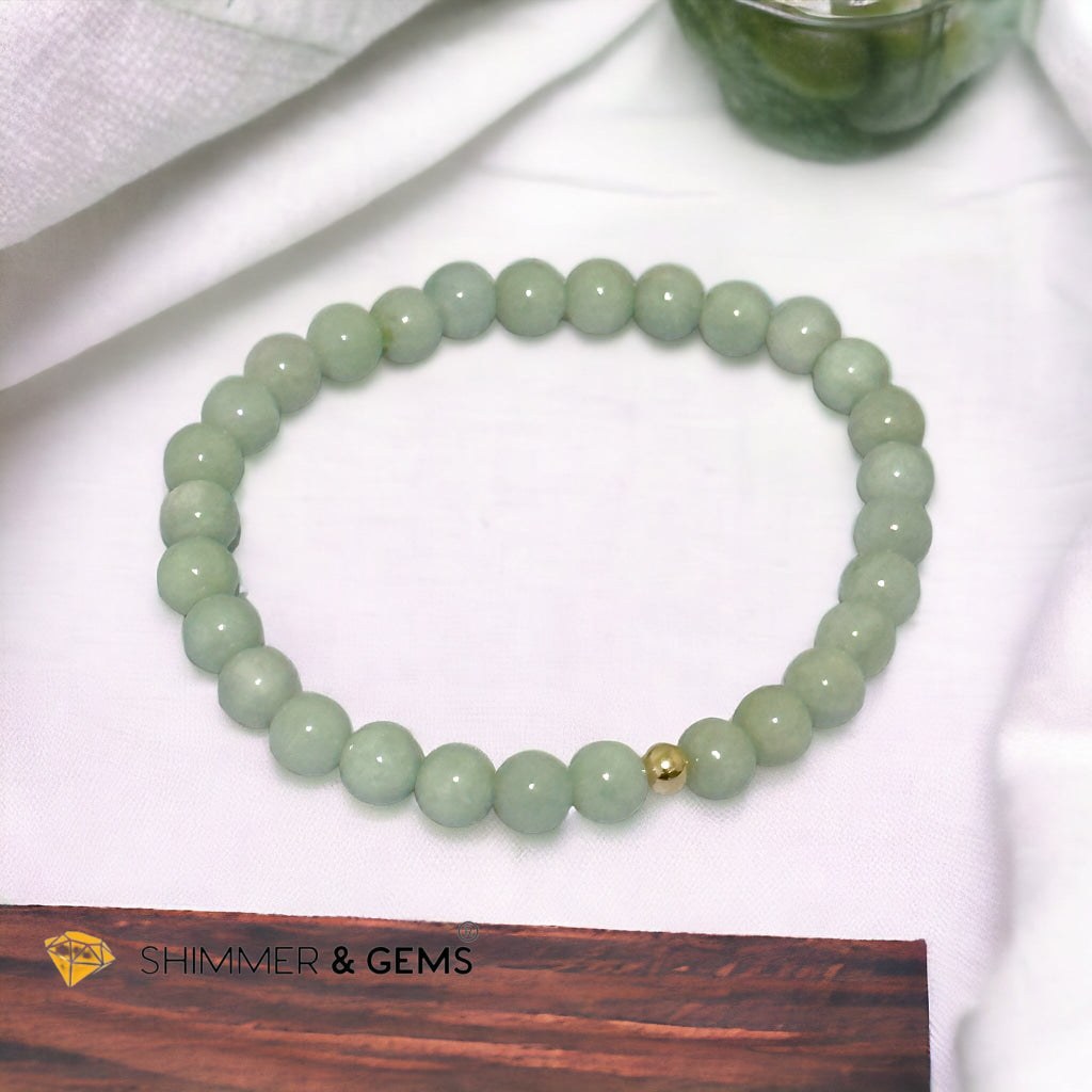 Burma Jade (AA Grade) 6mm Bracelet with 14k gold filled bead