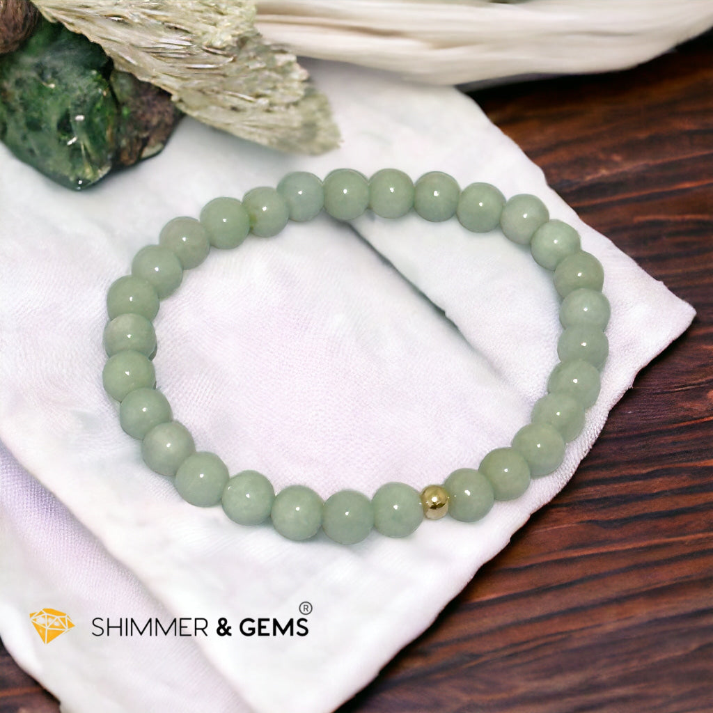 Burma Jade (AA Grade) 6mm Bracelet with 14k gold filled bead