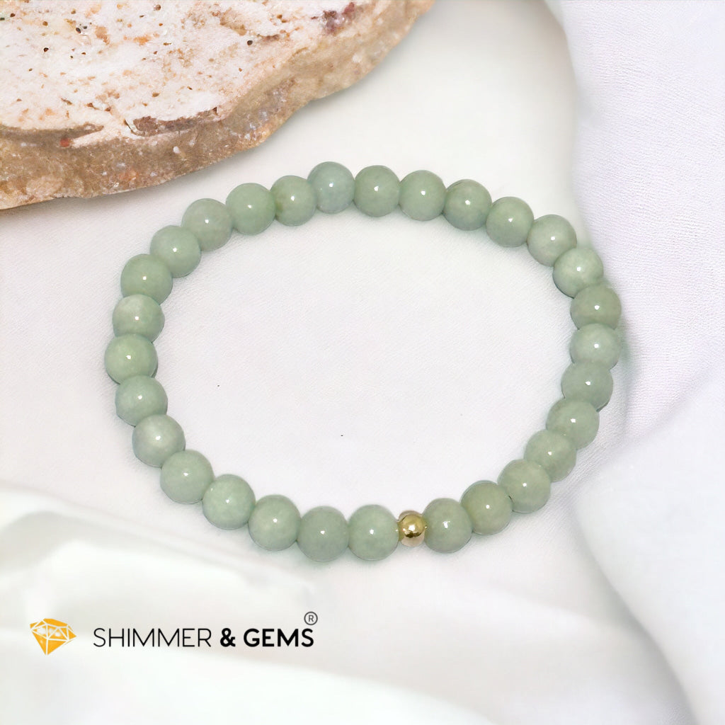 Burma Jade (AA Grade) 6mm Bracelet with 14k gold filled bead