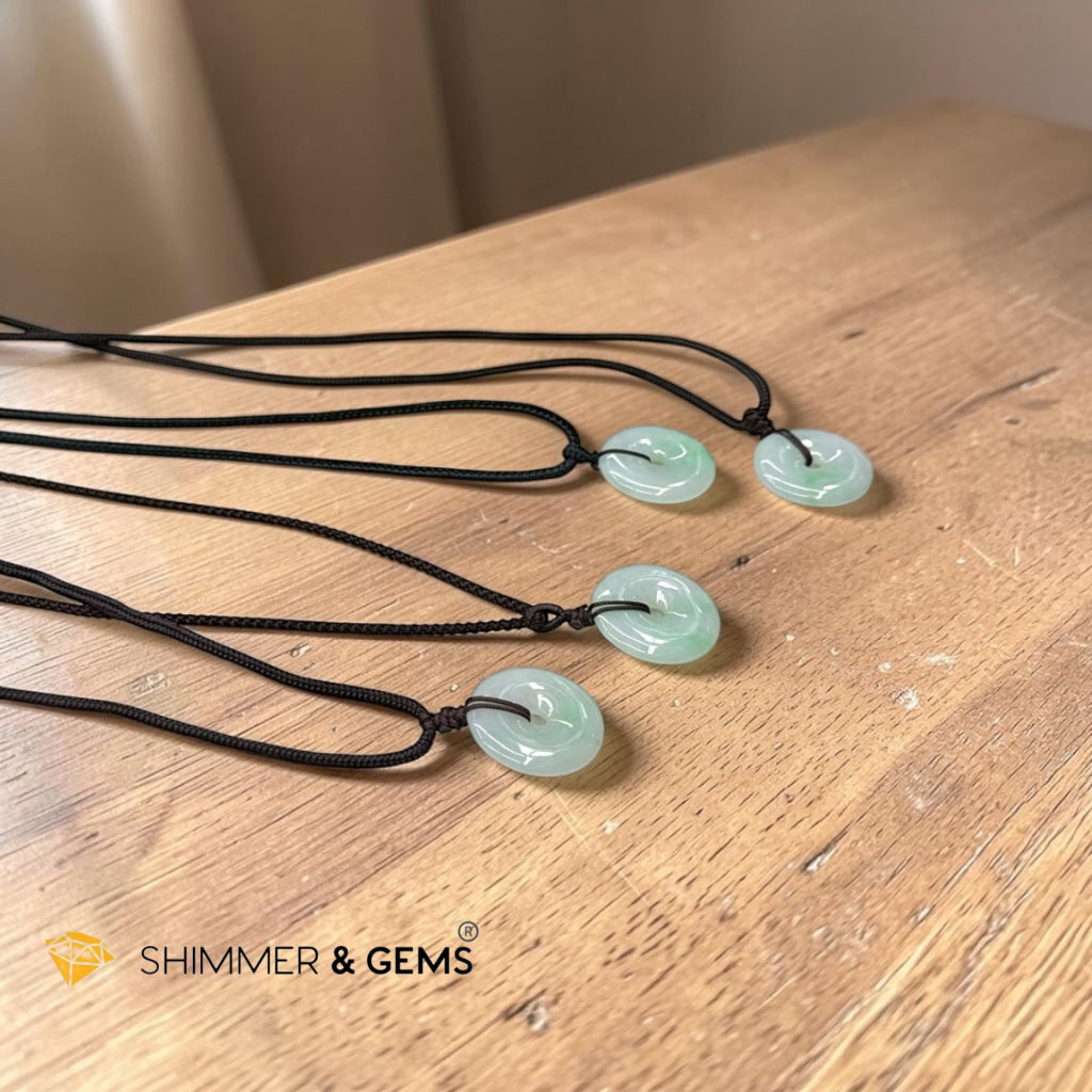 Burma Jade 25mm Donut Pendant with String (Fortune & Prosperity)High Grade