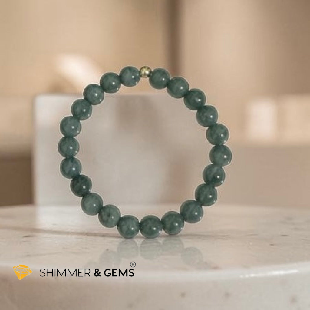 Burma Jadeite 8mm Bracelet with 14k gold filled (Luck & Longevity)