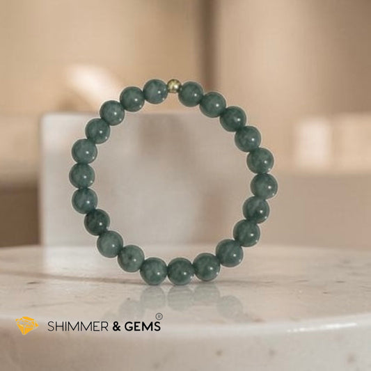 Burma Jadeite 8mm Bracelet with 14k gold filled (Luck & Longevity)