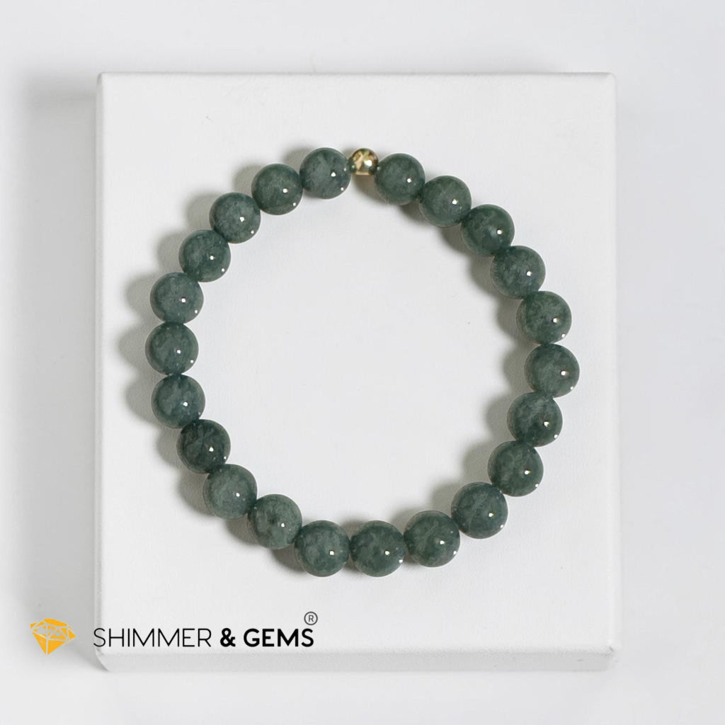 Burma Jadeite 8mm Bracelet with 14k gold filled (Luck & Longevity)