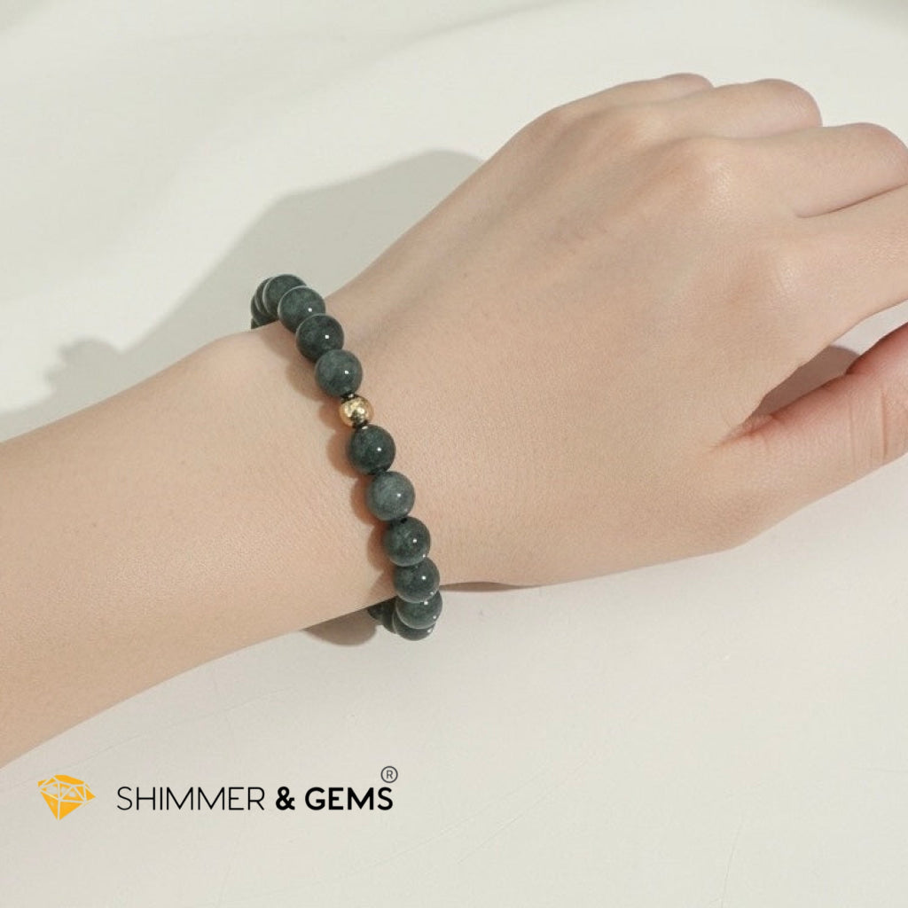 Burma Jadeite 8mm Bracelet with 14k gold filled (Luck & Longevity)