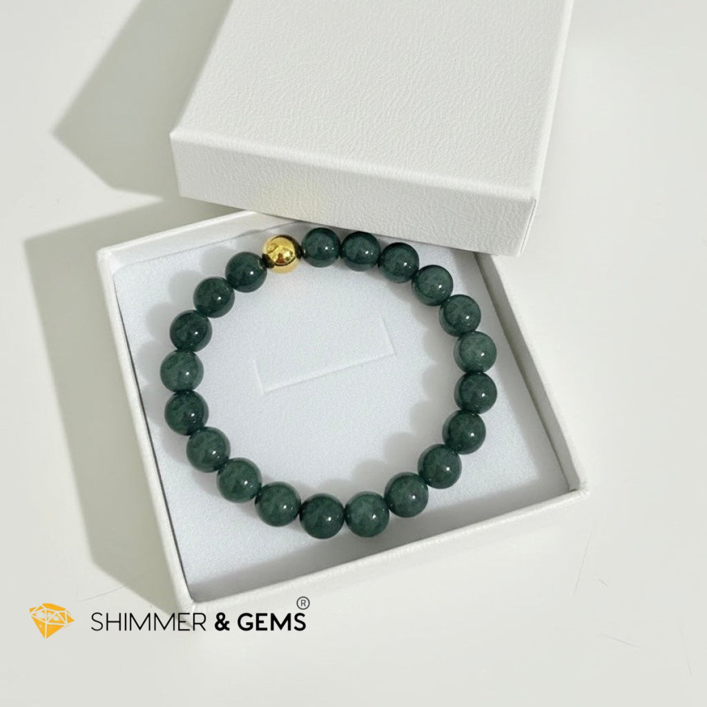 Burma Jadeite 8mm Bracelet with 14k gold filled (Luck & Longevity)