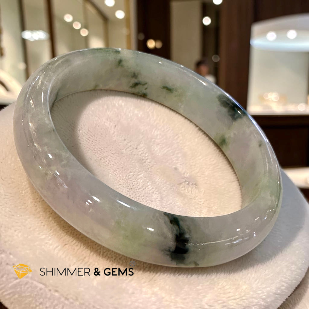 Burma Jadeite Bangle (Lavender, Green & Black) Type A 59mm Code 3518