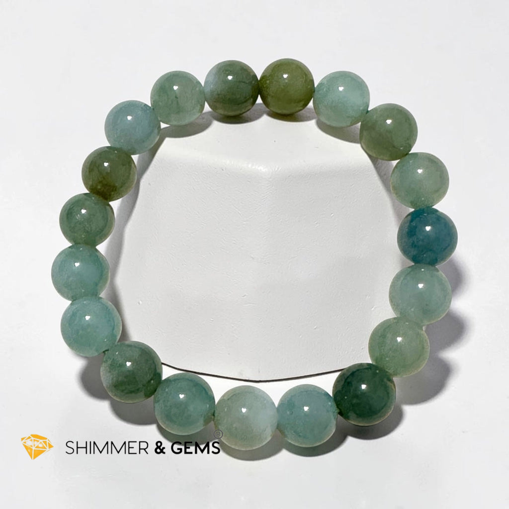 Burma Jadeite Ice Multi-green 10mm Bracelet (Type A) Premium