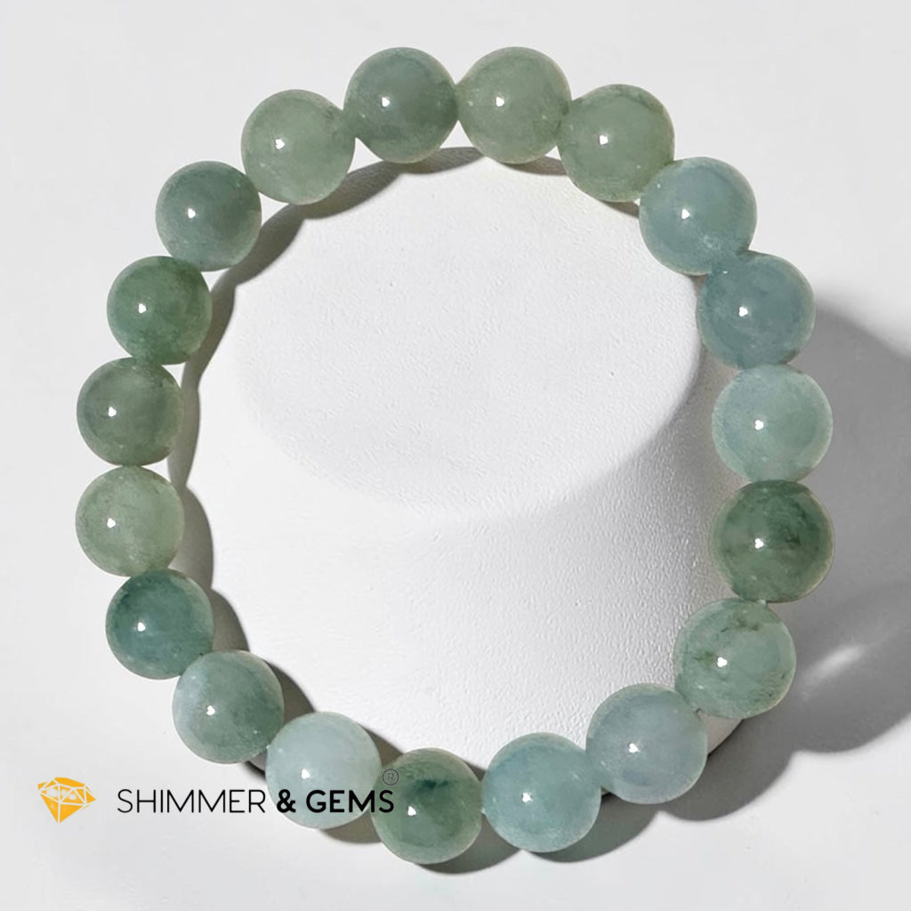 Burma Jadeite Ice Multi-green 10mm Bracelet (Type A) Premium