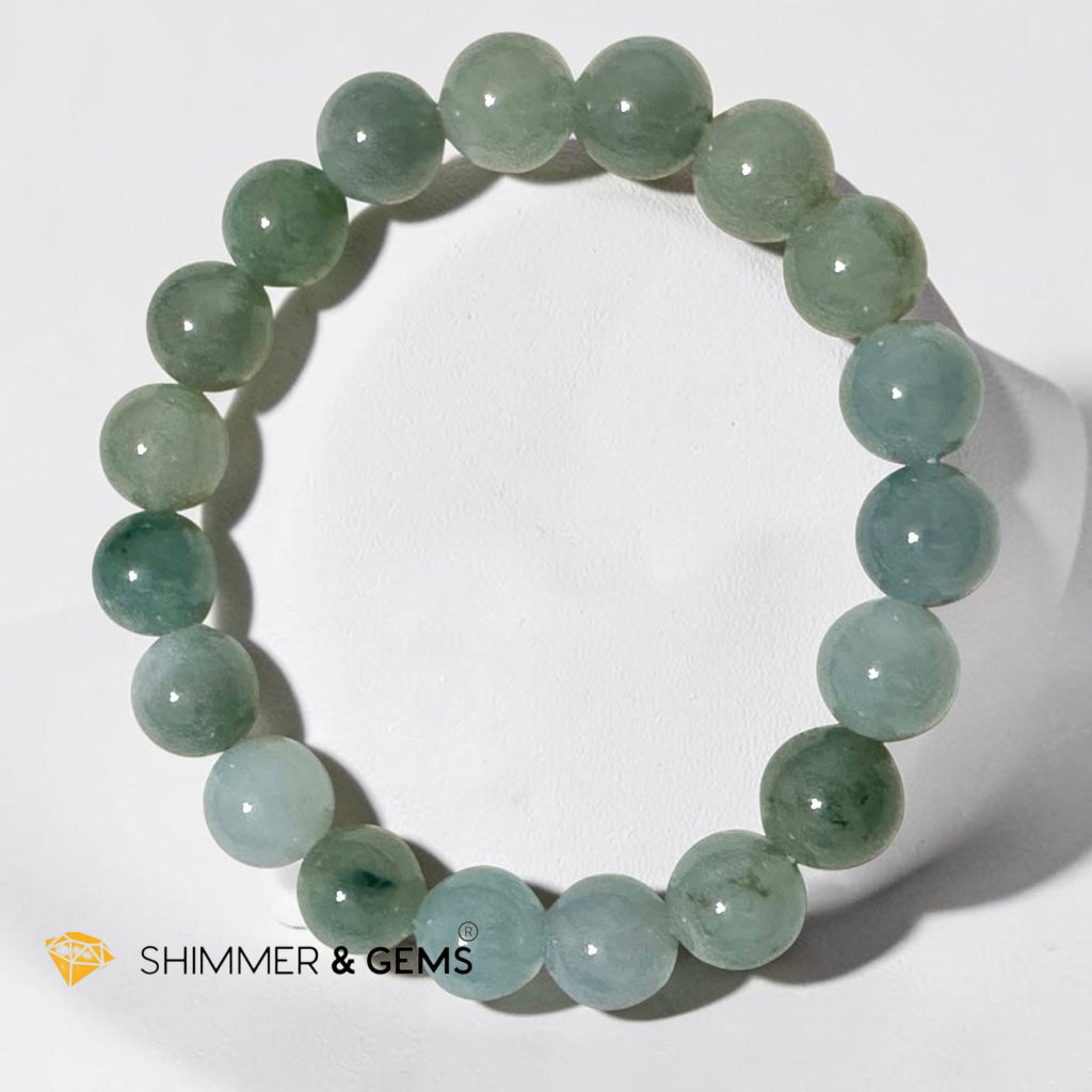 Burma Jadeite Ice Multi-green 10mm Bracelet (Type A) Premium