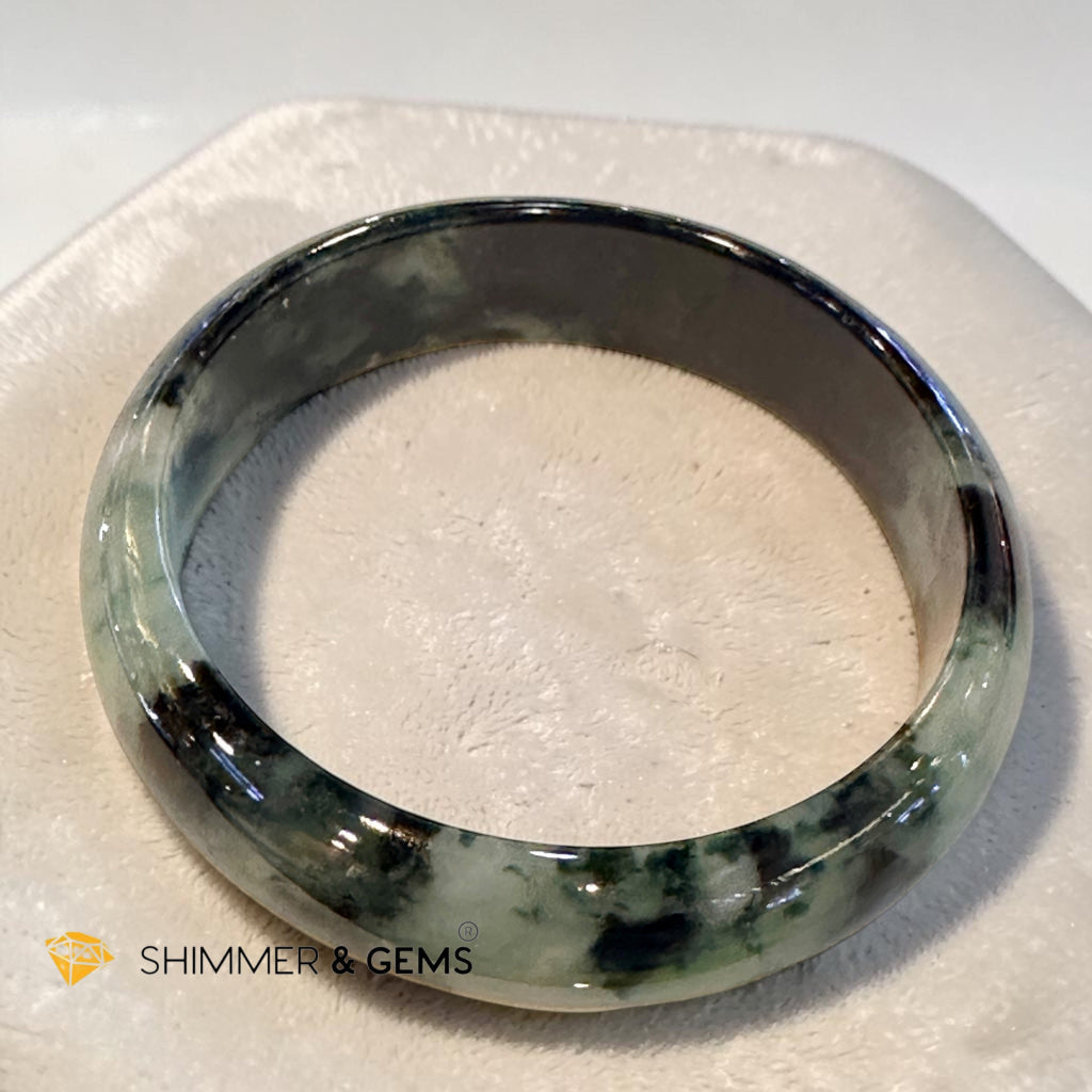 Burma Jadeite Type A Bangle (Black, Gray & Green) 59mm Code 15