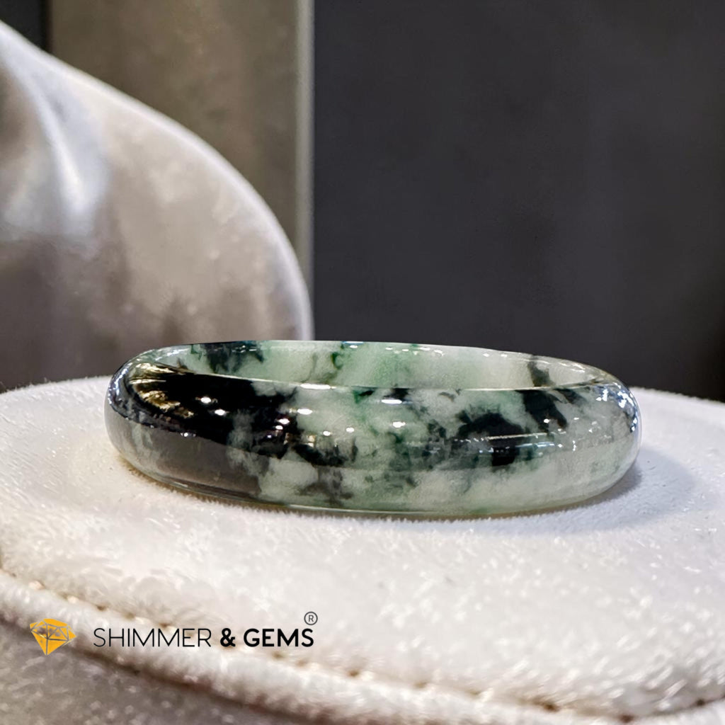Burma Jadeite Type A Bangle (Light Green & Black) 58mm Code 12