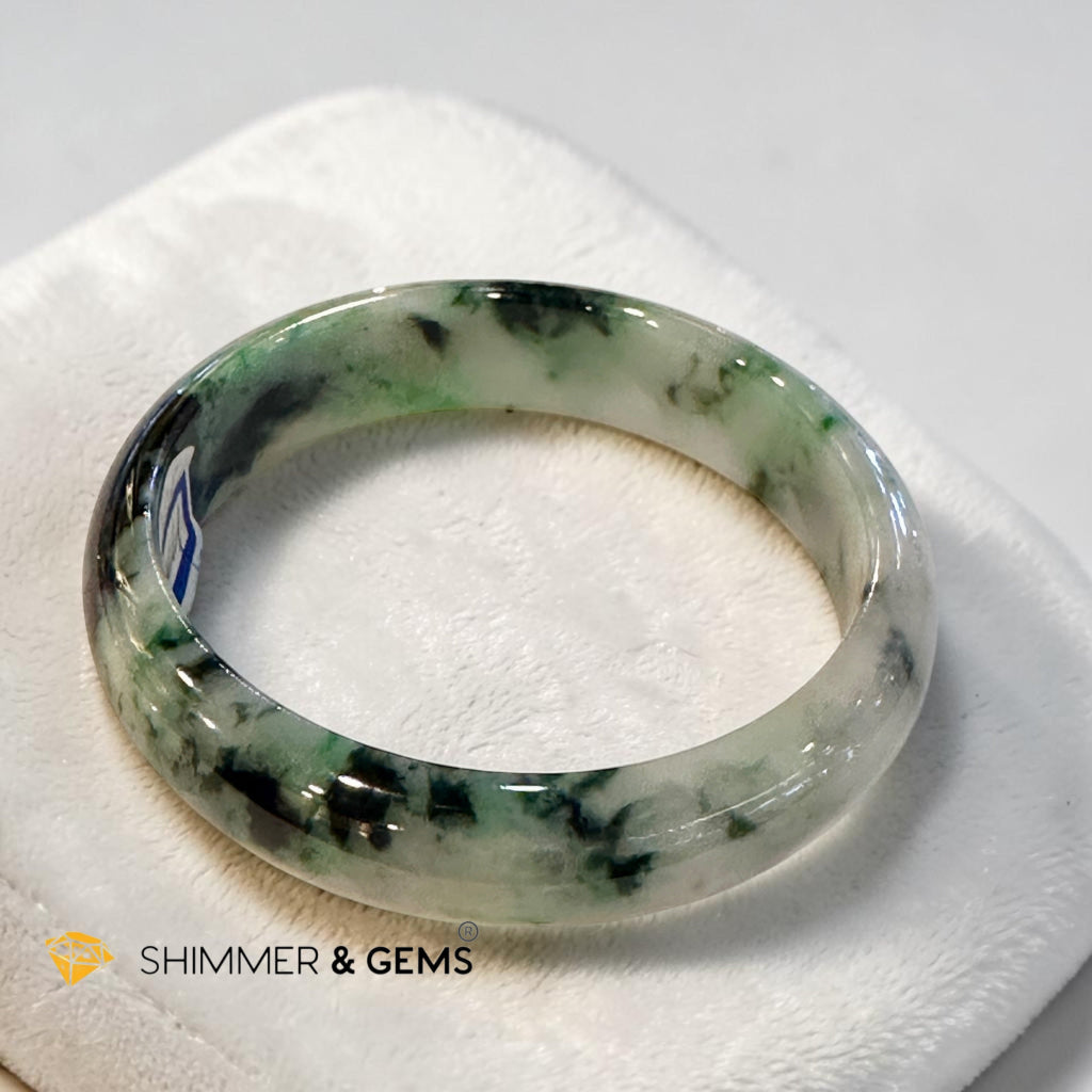 Burma Jadeite Type A Bangle (Light Green & Black)