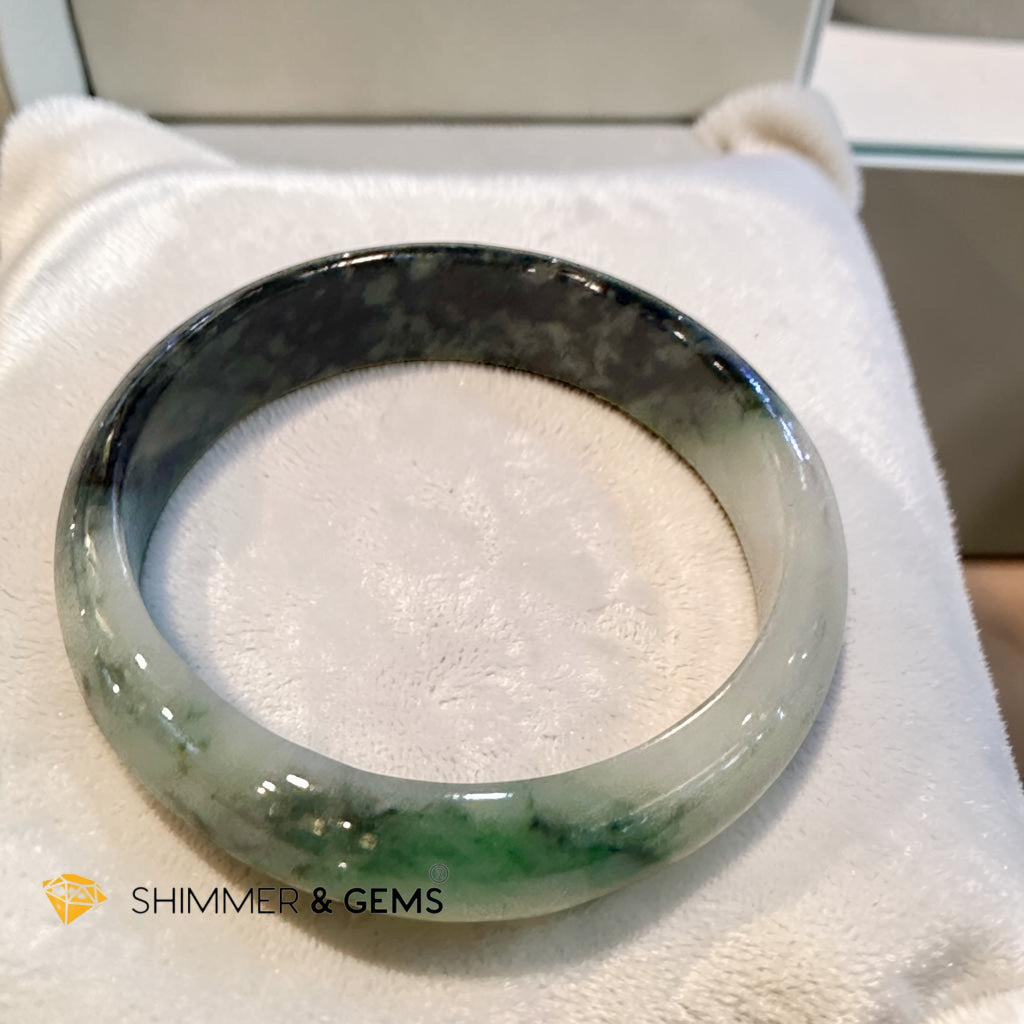 Burma Jadeite Type A Bangle (Light Green & Black)