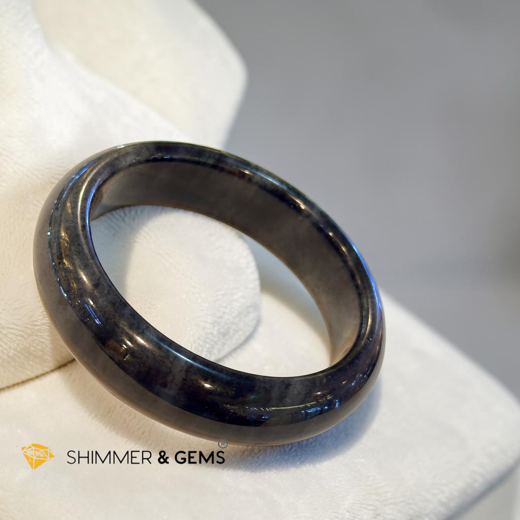 Burma Jadeite Type A Bangle (Midnight Black) 58mm Code 14