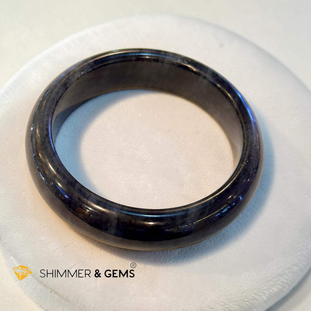 Burma Jadeite Type A Bangle (Midnight Black) 58mm Code 14