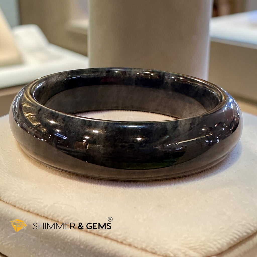 Burma Jadeite Type A Bangle (Midnight Black) 58mm Code 14