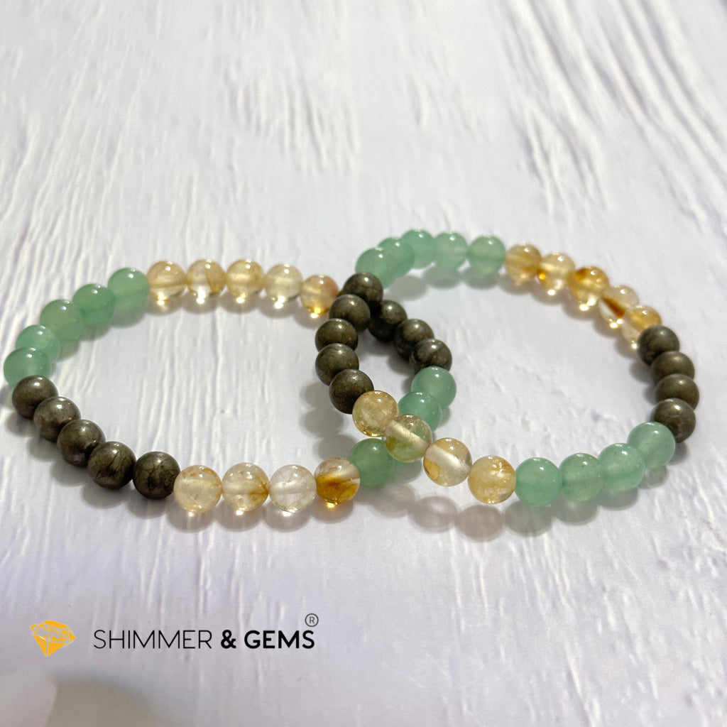Business Luck Remedy Bracelet (Pyrite, Citrine, Aventurine 6mm)