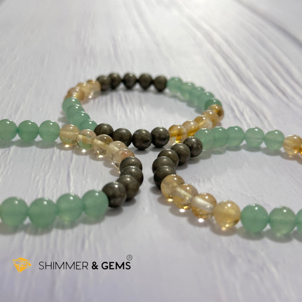 Business Luck Remedy Bracelet (Pyrite, Citrine, Aventurine 6mm)