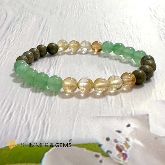 Business Luck Remedy Bracelet (Pyrite, Citrine, Aventurine 6mm)