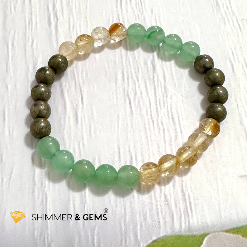 Business Luck Remedy Bracelet (Pyrite, Citrine, Aventurine 6mm)