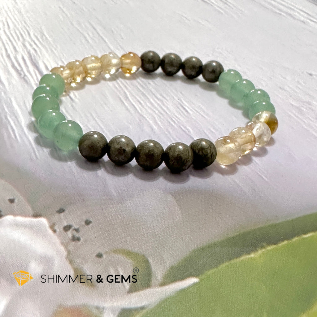 Business Luck Remedy Bracelet (Pyrite, Citrine, Aventurine 6mm)