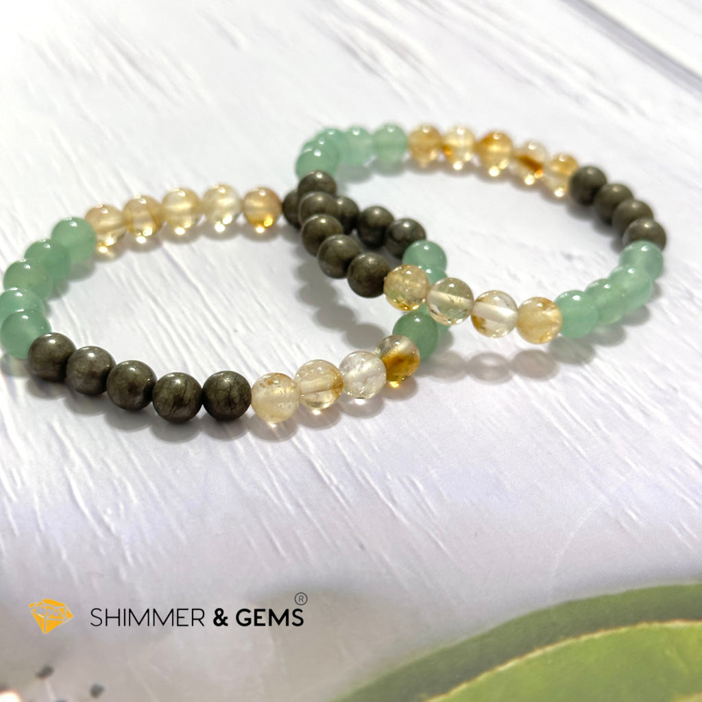 Business Luck Remedy Bracelet (Pyrite, Citrine, Aventurine 6mm)