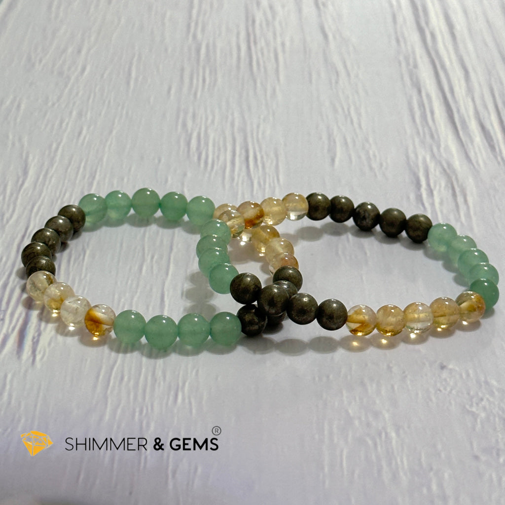 Business Luck Remedy Bracelet (Pyrite, Citrine, Aventurine 6mm)