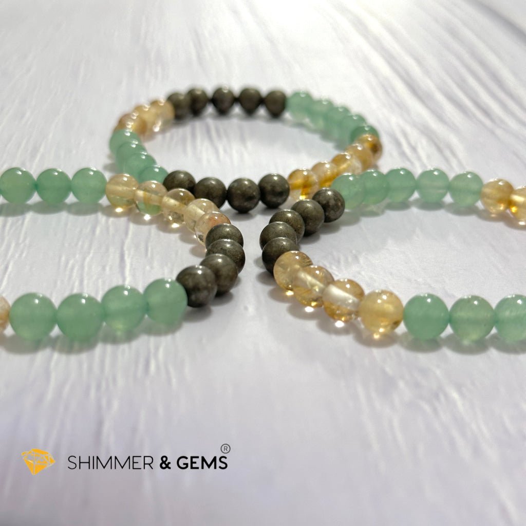 Business Luck Remedy Bracelet (Pyrite, Citrine, Aventurine 6mm)