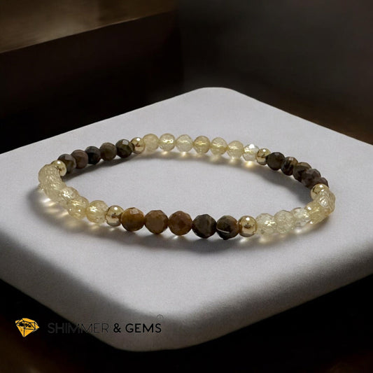 Business Success 4mm Bracelet with Stainless Steel Beads (Tiger Eye & Citrine)