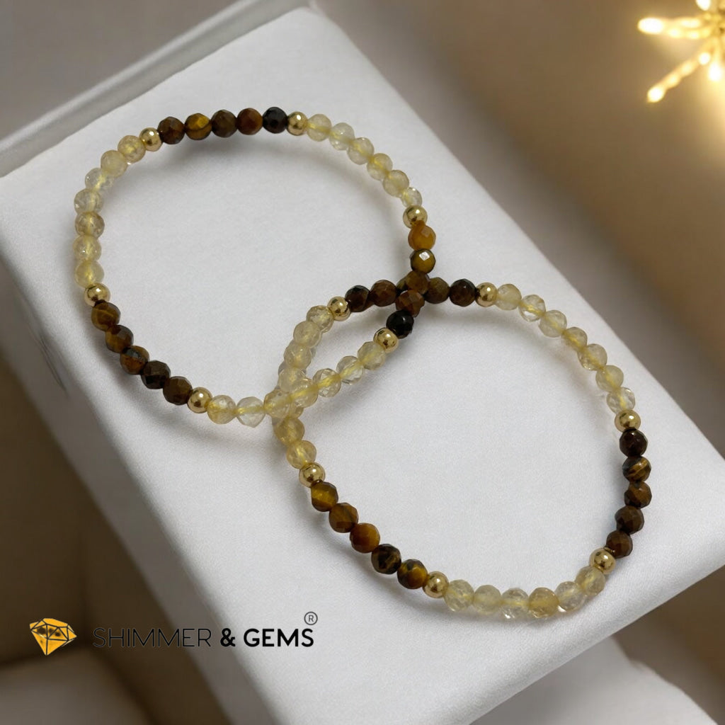 Business Success 4mm Bracelet with Stainless Steel Beads (Tiger Eye & Citrine)