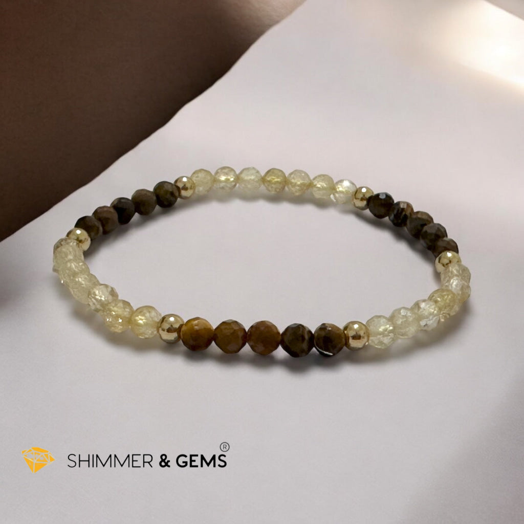 Business Success 4mm Bracelet with Stainless Steel Beads (Tiger Eye & Citrine)