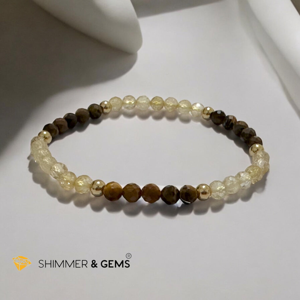 Business Success 4mm Bracelet with Stainless Steel Beads (Tiger Eye & Citrine)